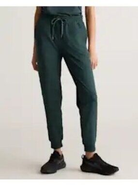 Quince Flowknit Mid-Rise Joggers Recycled Moisture Wicking Green Heather Size L